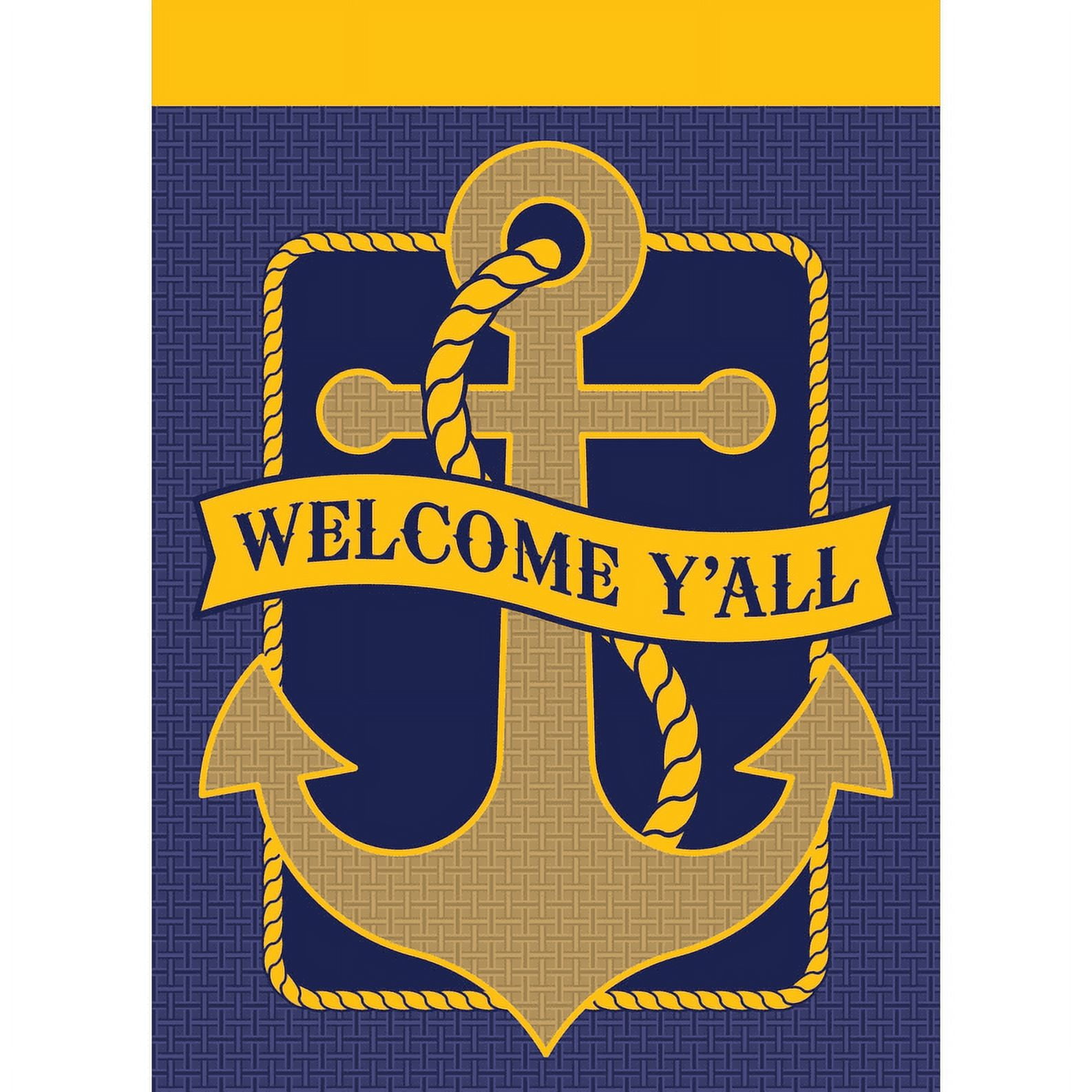 Large Blue Burlap Garden Flag with Anchor Design