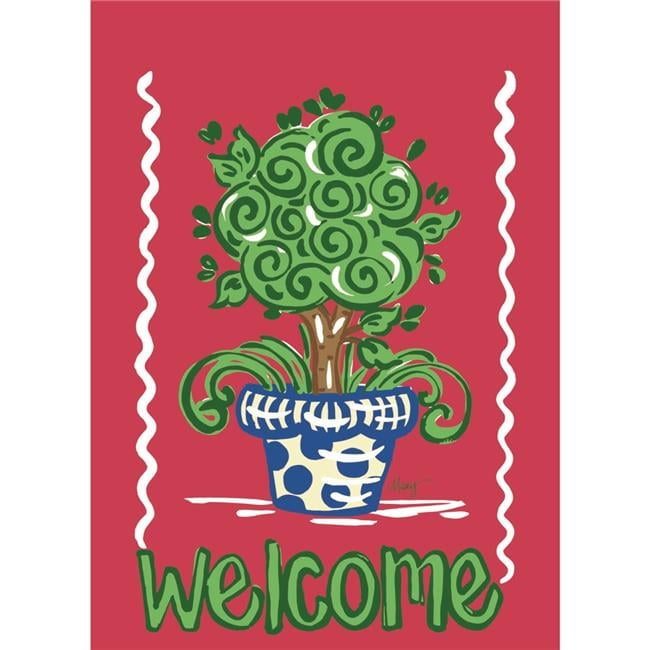 Welcome Topiary Multi-Color Polyester Garden Flag 13" x 18"