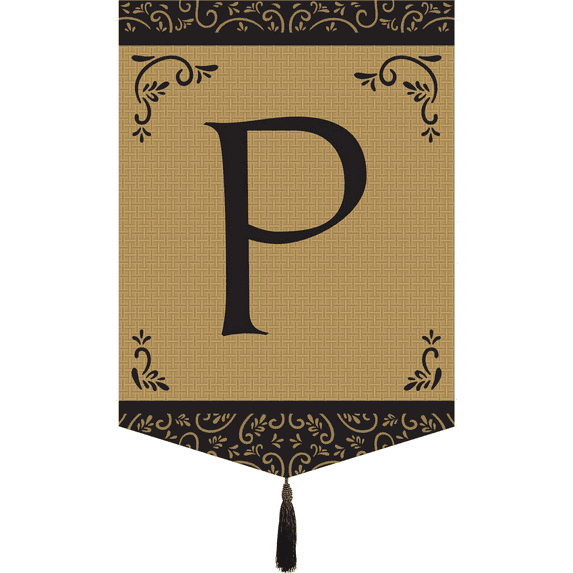 Magnolia Garden Flags M030014 Monogram P Tassel Burlap Garden Flag