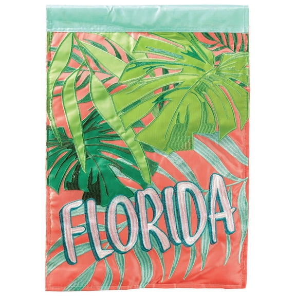 Magnolia Garden Florida Palm Tree Branches 13 x 19 Pink Polyester Outdoor Hanging Flag