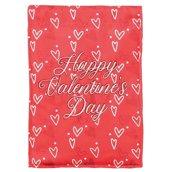Magnolia Garden Happy Valentine's Day Red Hearts 13 x 18 Inch Polyester Garden Flag
