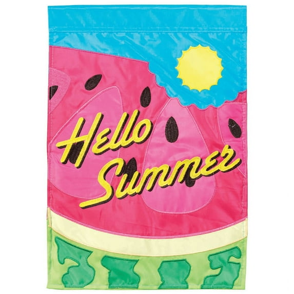 Magnolia Garden Hello Summer Watermelon Slice 13 x 18 Inch Polyester Garden Flag