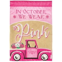 Magnolia Garden In October We Wear Pink 13 x 18 Polyester Outdoor Hanging Garden Flag