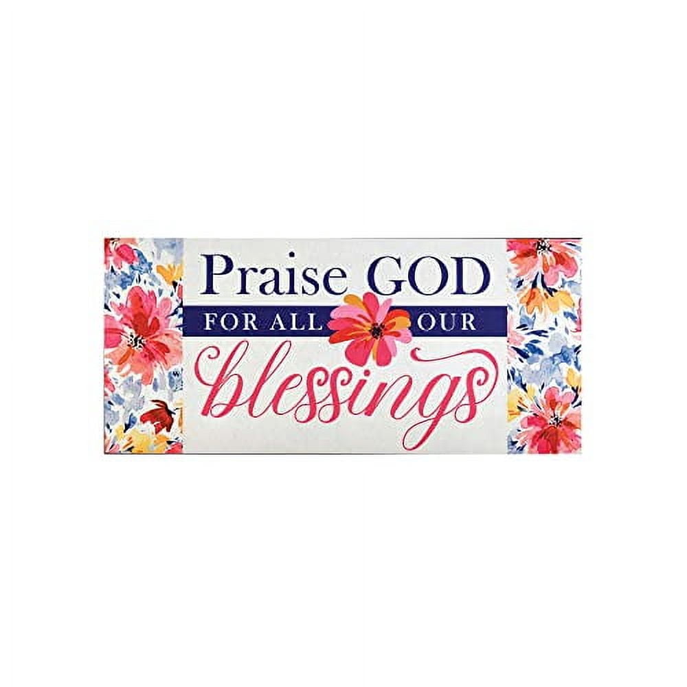 Magnolia Garden Praise God For Blessings Pink Floral 22 x 10 Rubber Outdoor Doormat Insert