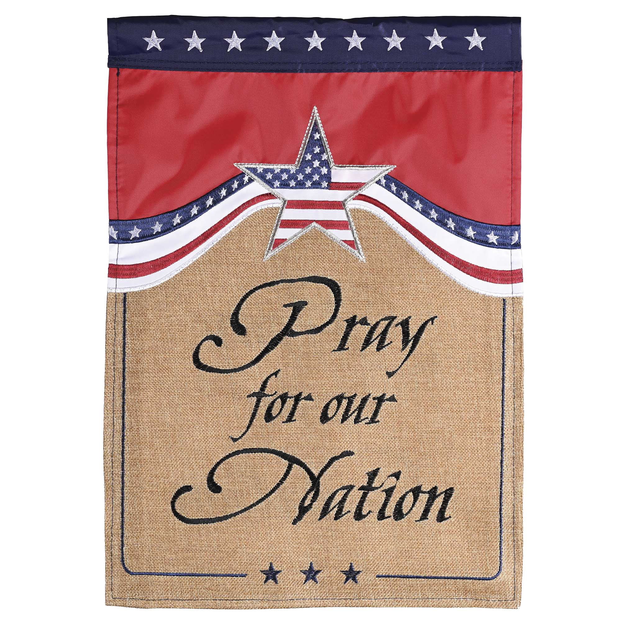 Magnolia Garden Pray For Our Nation Blue & Red 29 x 42 Polyester Seasonal Garden Flag Outdoor Décor
