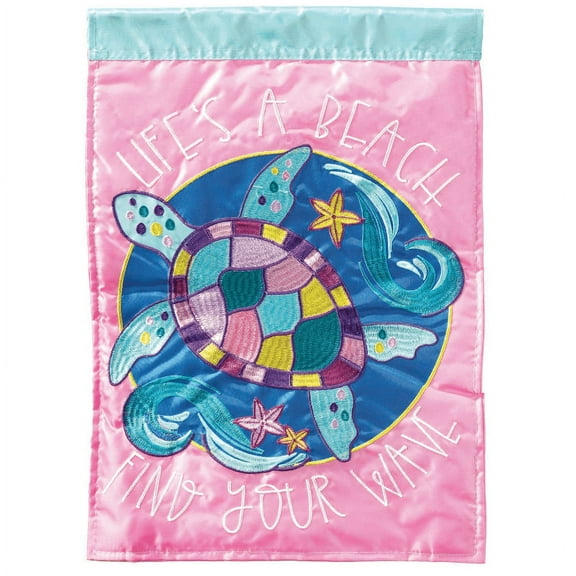 Magnolia Garden Turtle Life's a Beach 13 x 19 Blue Polyester Outdoor Hanging Flag