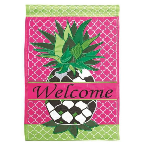 Magnolia Gardens 1021 13 x 18 in. Double Applique Whisy Pineapple Polyester Garden Flag