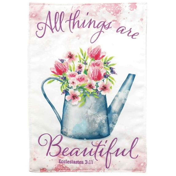 All Things Beautiful Bright Pink 13 X 18 Polyester Outdoor Hanging Garden Flag