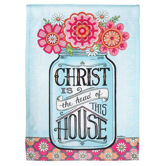 Magnolia Gardens  13 x 18 in. Floral Mason Jar-Christ Is Printed Garden Flag