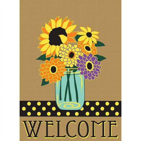 Magnolia Gardens 1998 13 x 18 in. Double Applique Summer Floral-Welcome Garden Flag