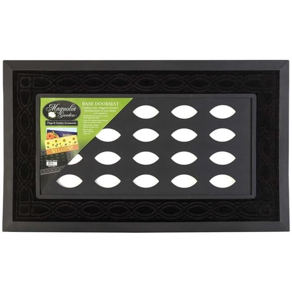 DICKSONS - Magnolia Garden - Matte Black Textured 30 x 18 Rubber Outdoor Doormat Tray