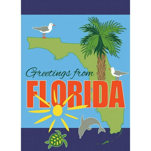 Magnolia Gardens 231 29 x 42 in. Double Applique Florida State Greetings Garden Flag - Large