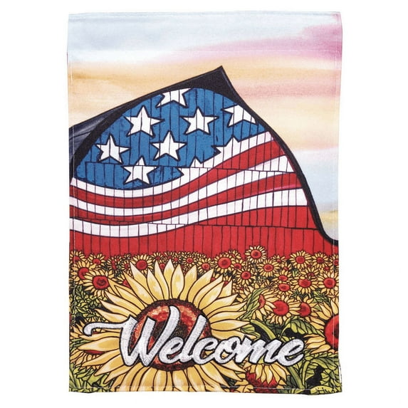 Magnolia Gardens 29 x 42 in. Double Applique Americana Barn Polyester & Print Garden Flag - Large