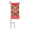 thumbnail image 1 of Magnolia Gardens M040008 4 x 8.5 in. Double Applique Merry Christmas Monogram H Burlap Mini Garden Flag, 1 of 1
