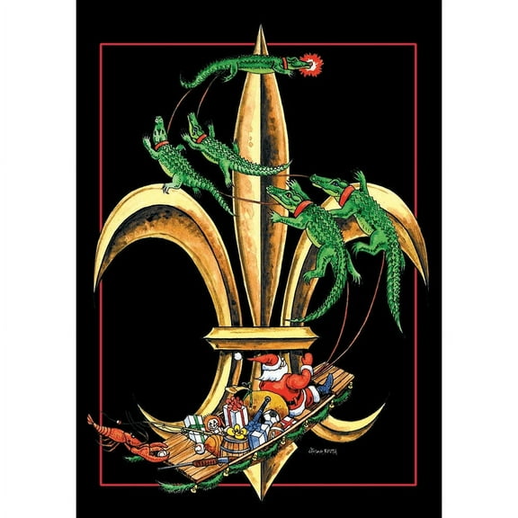 Magnolia Gardens 7503 29 x 42 in. Large Santa Preeminence Flag with Fleur-De-Lis