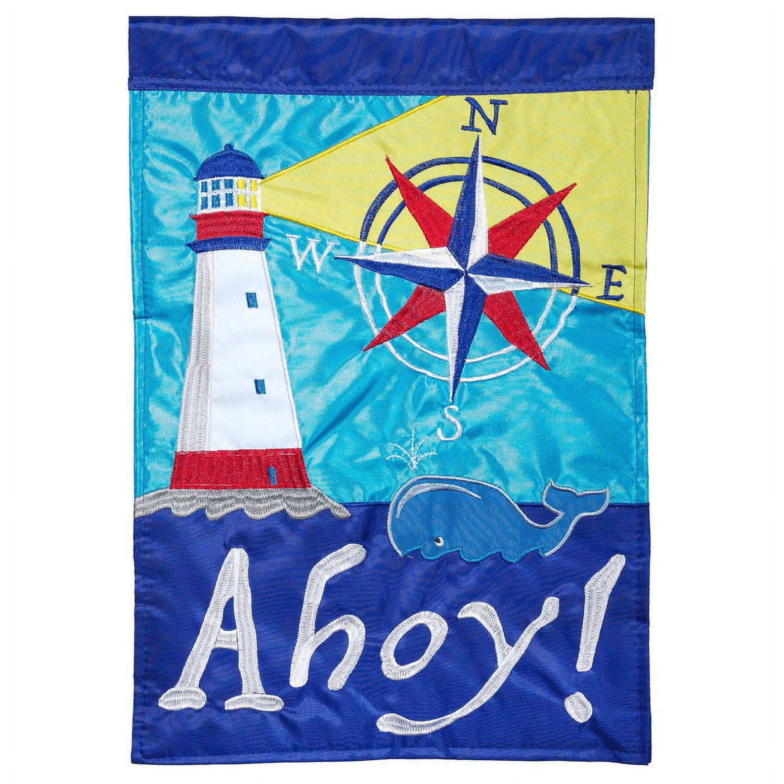 Large Blue Nautical Welcome Polyester Garden Flag