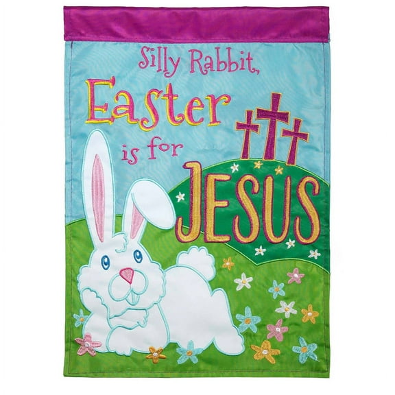 Magnolia Gardens M001329 29 x 42 in. Double Applique Silly Rabbit Polyester Garden Flag - Large