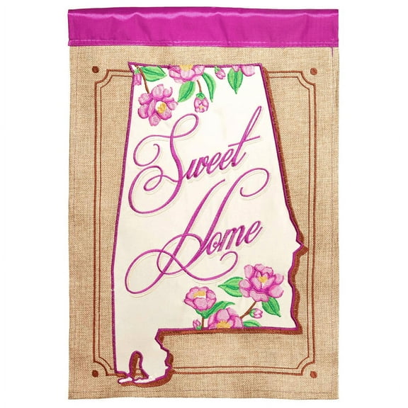 Magnolia Gardens M001342 29 x 42 in. Double Applique Sweet Home Alabama Burlap Garden Flag - Large