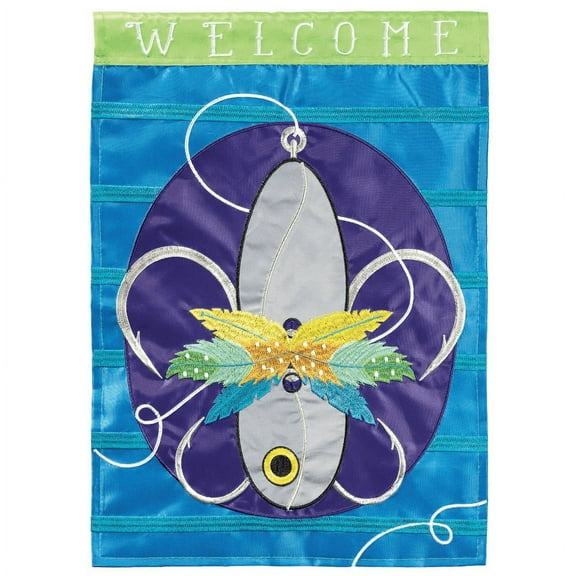 Magnolia Gardens M001600 Fleur De Lis Fishing Lure Garden Flag - Large