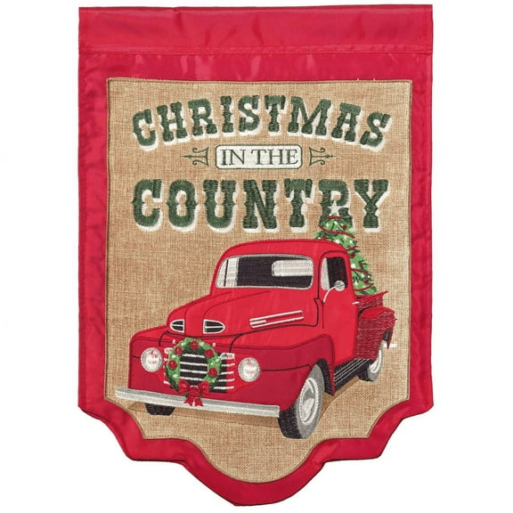Magnolia Gardens M001652 29 x 42 in. Truck Christmas In Country Burlap Garden Flag - Large