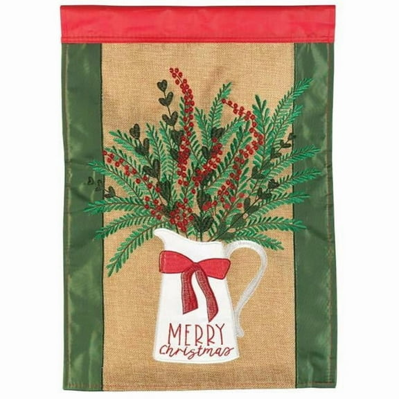 Magnolia Gardens M001654 29 x 42 in. Merry Christmas Pitcher Burlap Garden Flag - Large