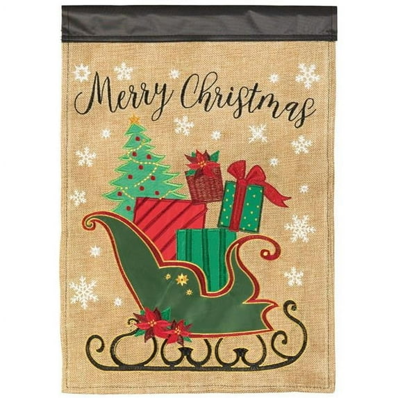 Magnolia Gardens M001707 29 x 42 in. Sleigh Merry Christmas Polyester Garden Flag - Large
