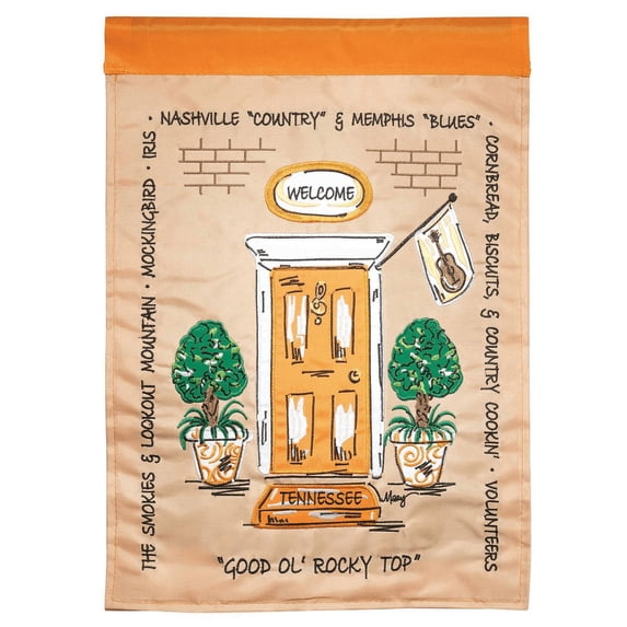 Magnolia Gardens M011159 13 x 18 in. Tennessee Front Door Double Applique Garden Flag