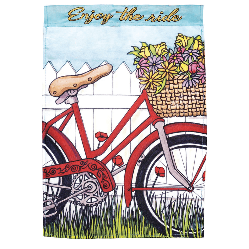 Multicolor Polyester Garden Flag with Bicycle and Flowers