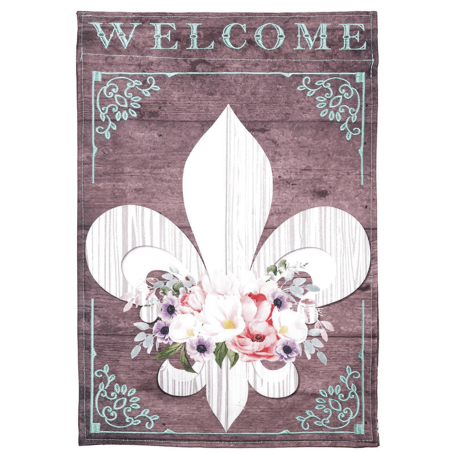 White and Multicolor Polyester Garden Flag with Floral Design