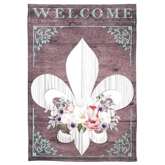 Magnolia Gardens M011381 13 x 18 in. Double Applique Welcome FLD Polyester & Print Garden Flag