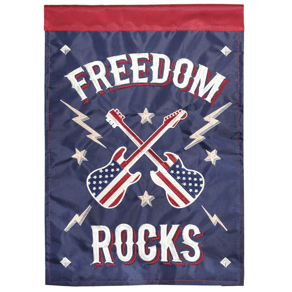 Magnolia Gardens M011411 13 x 18 in. Double Applique Freedom Rocks Polyester Garden Flag