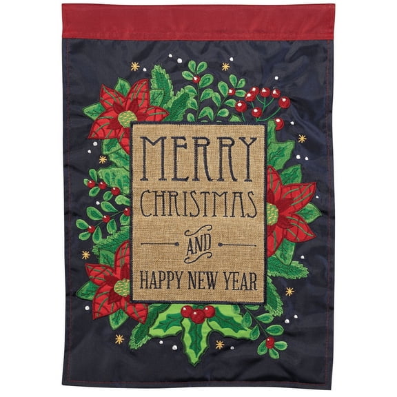 Magnolia Gardens M011422 13 x 18 in. Poinsettia Flag Double Applique Garden Flag