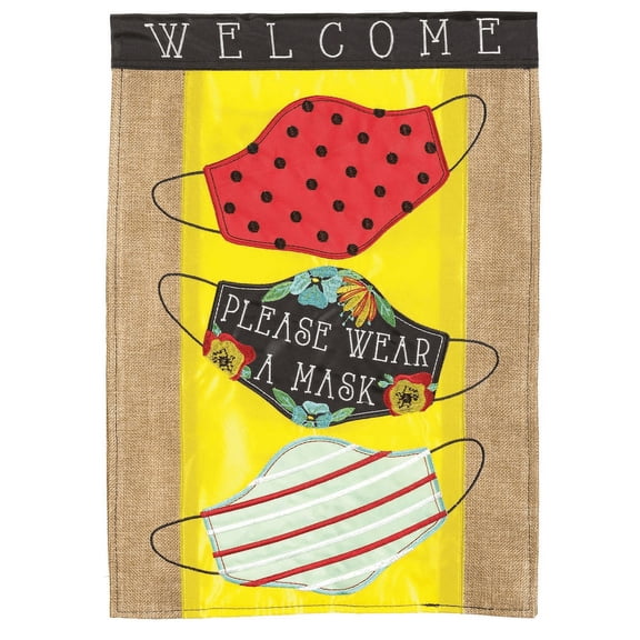 Magnolia Gardens M011456 13 x 18 in. Please Wear A Mask Double Applique Garden Flag