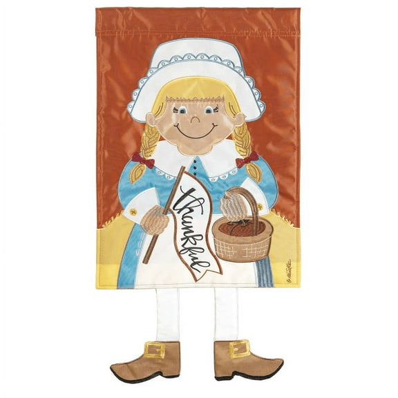 Magnolia Gardens M011497 13 x 18 in. Pilgrim Girl Double Applique Garden Flag