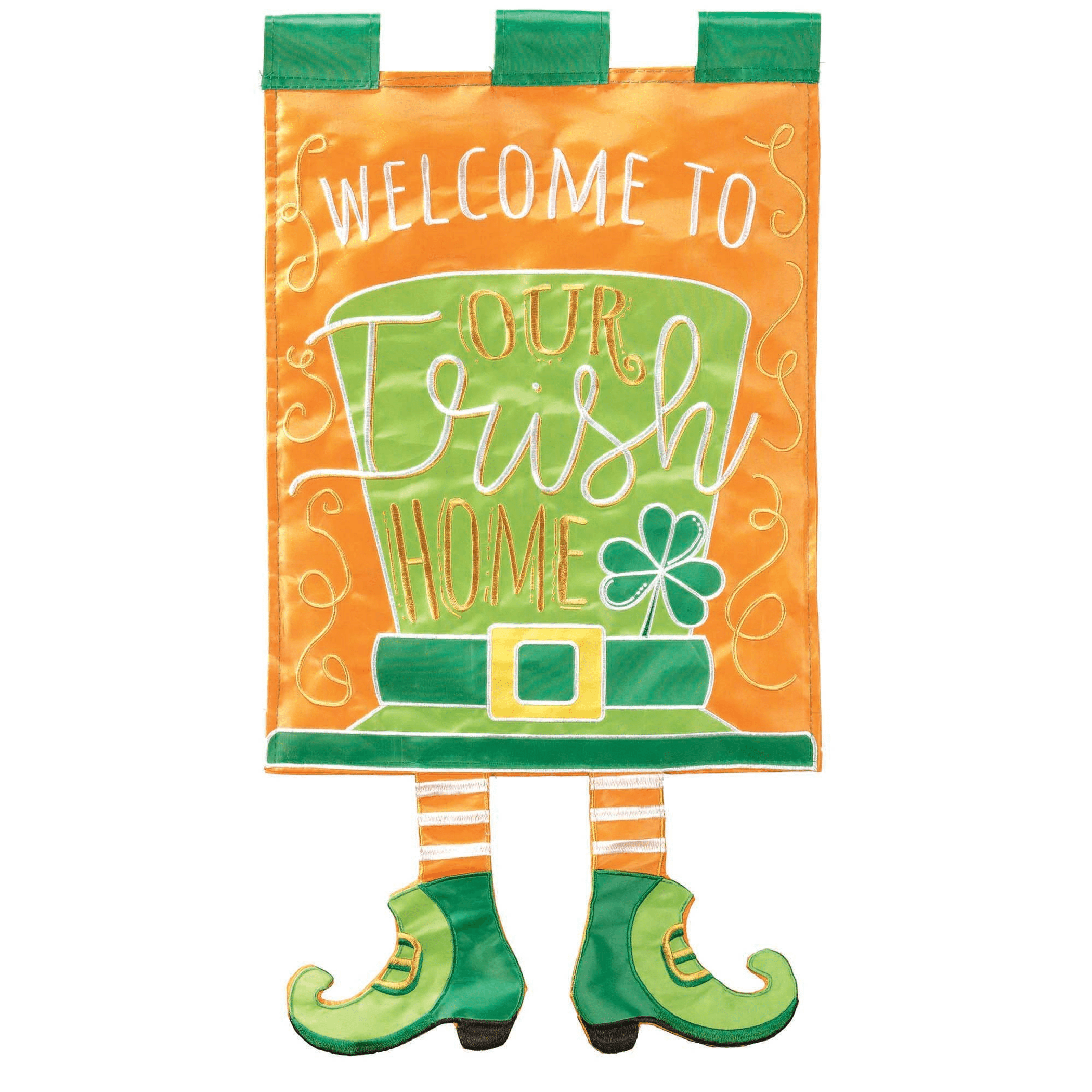 Multicolor Applique Garden Flag with Leprechaun Hat and Legs