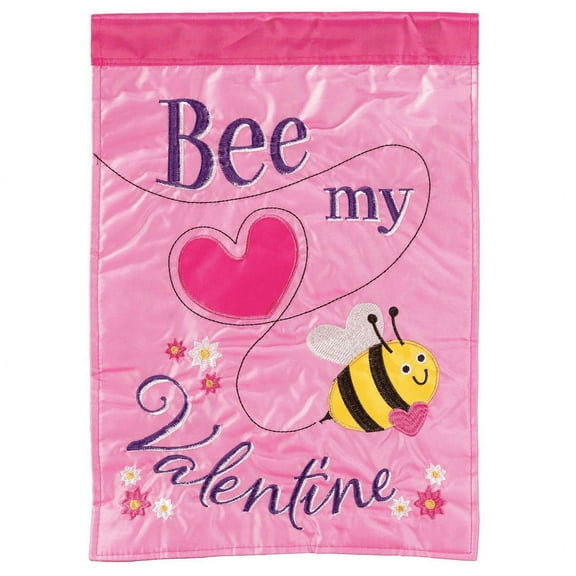 Magnolia Gardens M011513 13 x 18 in. Bee My Valentine Polyester Printed Garden Flag