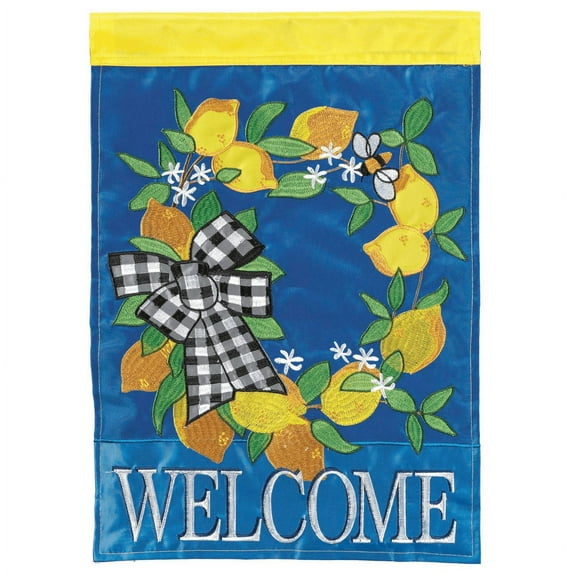 Magnolia Gardens M011522 13 x 18 in. Lemon Welcome Polyester Printed Garden Flag