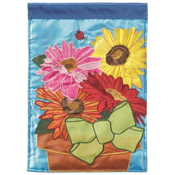 Magnolia Gardens M011530 13 x 18 in. Gerbers In Pot Polyester Printed Garden Flag