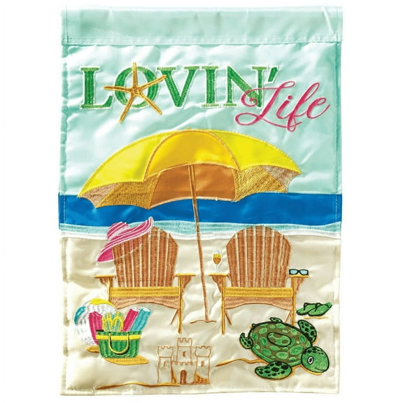 Magnolia Gardens M011542 13 x 18 in. Lovin Life Beach Chair Polyester Printed Garden Flag