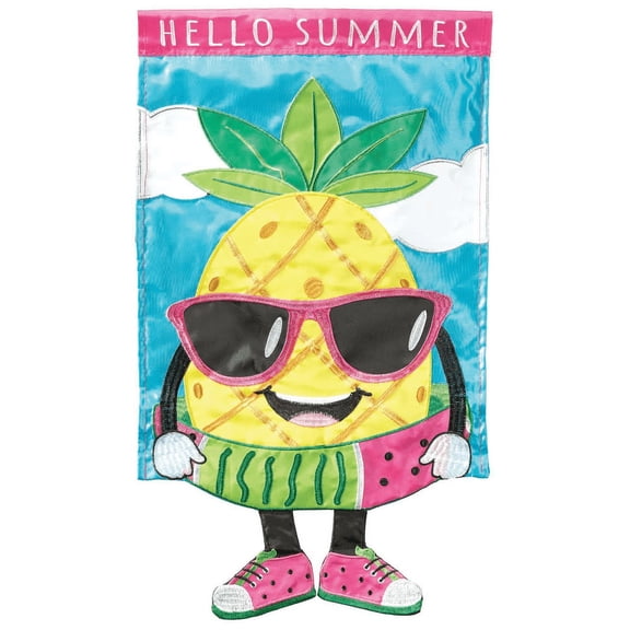 Magnolia Gardens M011561 13 x 24 in. Hello Summer Pineapple Crazy Legs Flag