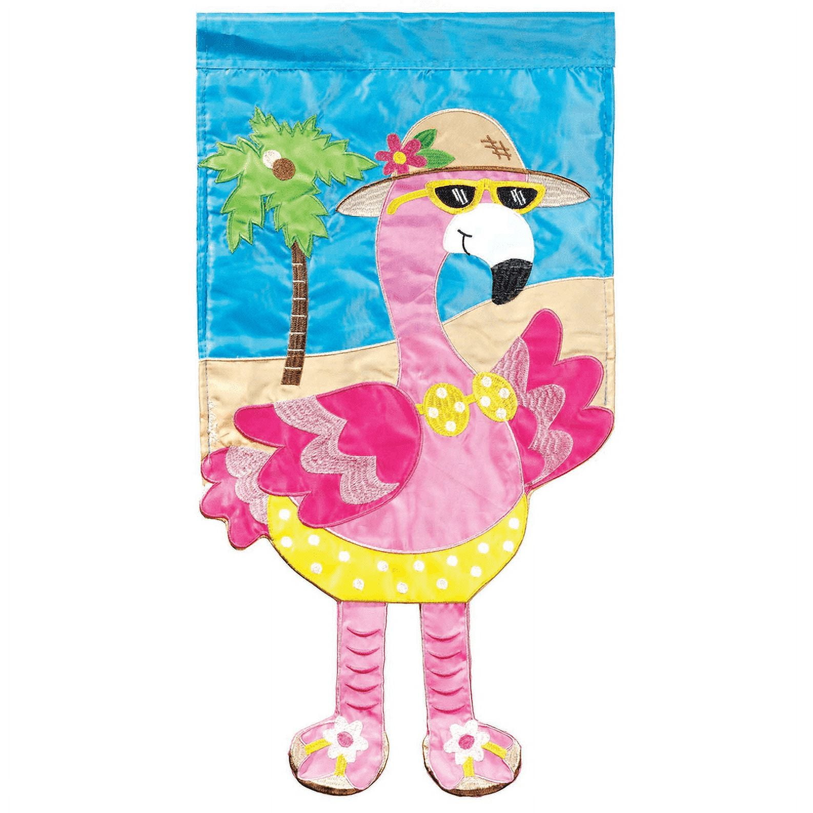 Summer Flamingo Crazy Legs Pink Polyester Garden Flag
