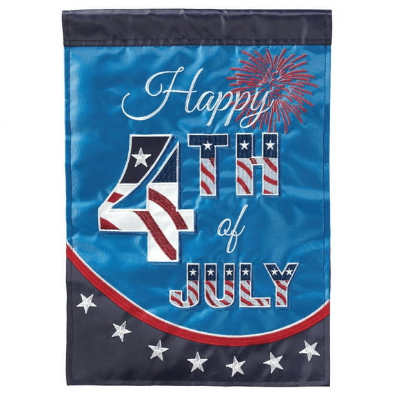 Magnolia Gardens M011567 13 x 18 in. Happy 4th of July Applique Printed Garden Flag
