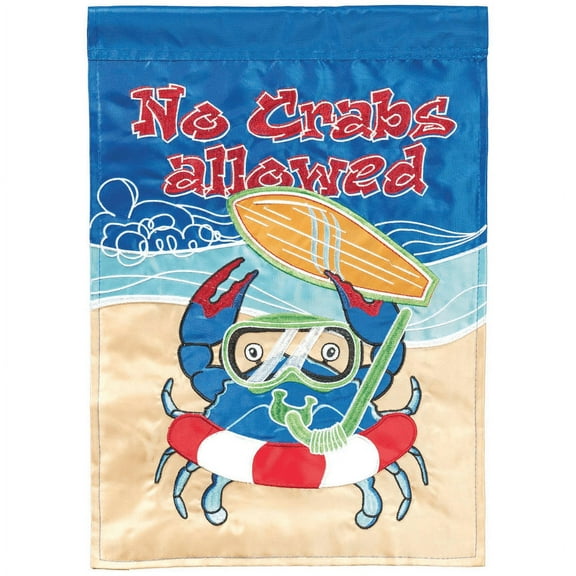 Magnolia Gardens M011580 13 x 18 in. No Crabs Allowed Polyester Printed Garden Flag