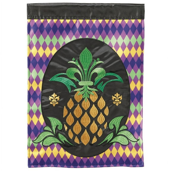 Magnolia Gardens M011599 Pineapple Fleur De Lis Plus Garden Flag