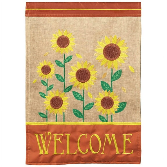 Magnolia Gardens M011630 13 x 18 in. Sunflowers Welcome Burlap Garden Flag