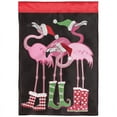 thumbnail image 1 of Magnolia Gardens M011649 13 x 18 in. Christmas Flamingos Burlap Garden Flag, 1 of 1