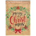 thumbnail image 1 of Magnolia Gardens M011700 13 x 18 in. Merry Christmas Wreath Burlap Garden Flag, 1 of 3