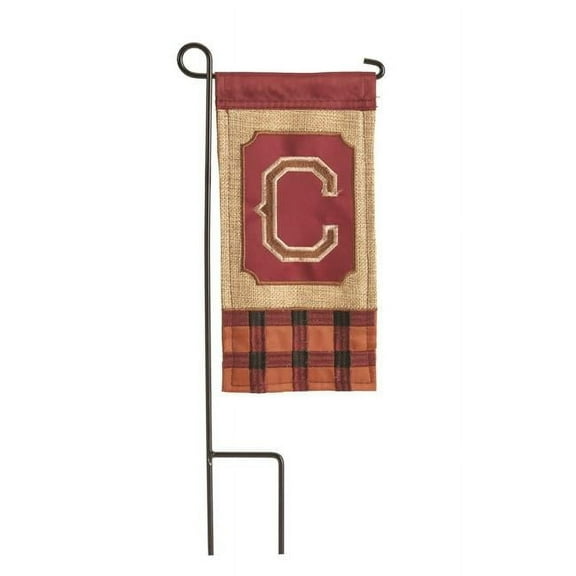 Magnolia Gardens M040022 4 x 8.5 in. Double Applique Fall Monogram C Burlap Mini Garden Flag