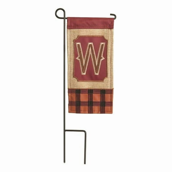 Magnolia Gardens M040037 4 x 8.5 in. Double Applique Fall Monogram W Burlap Mini Garden Flag