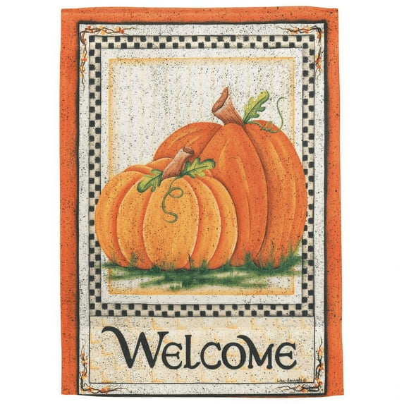 Magnolia Gardens M070121 30 x 44 in. Pumpkins Welcome Printed Garden Flag - Large